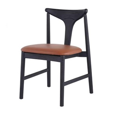 Must T-selga söögitoa seljatoega puidust tool