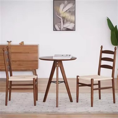 Vintage puidust redeli seljatoega söögitool kootud teibistmetega